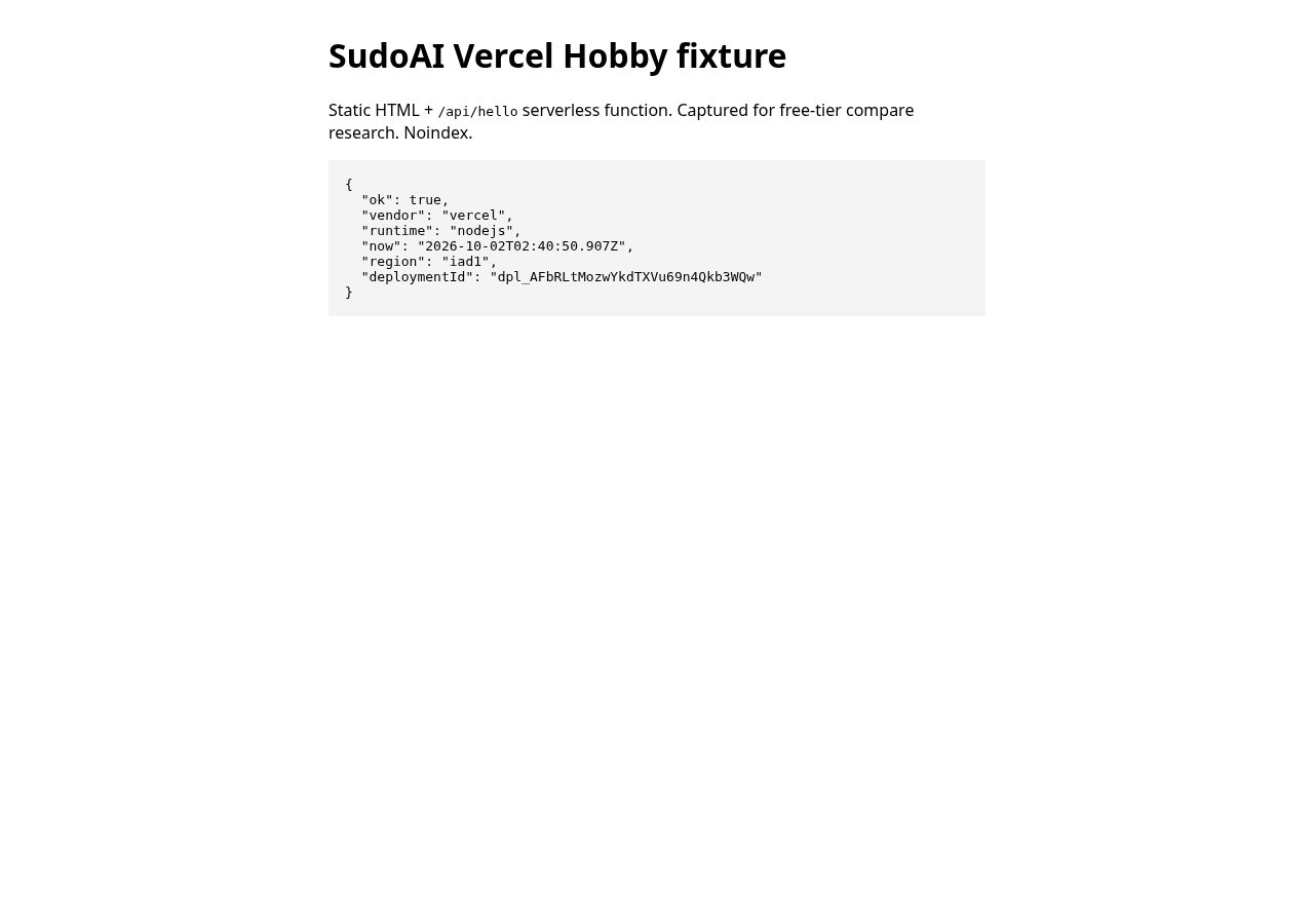 Our live Vercel Hobby fixture page showing the API response.